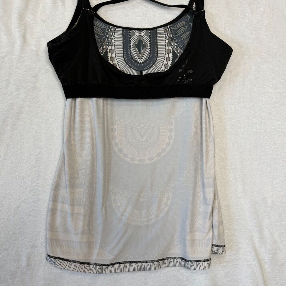 prAna Marley Tank Top Built In Shelf Bra Size S Gray White Athleisure Boho - Picture 7 of 12